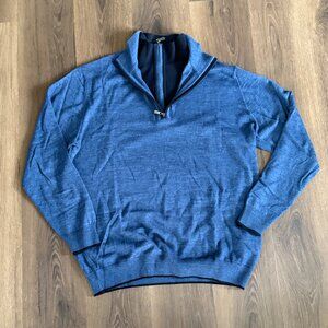Gianni Marcelo Pullover Sweater Mens XXL Blue Wool Blend Double Zipper